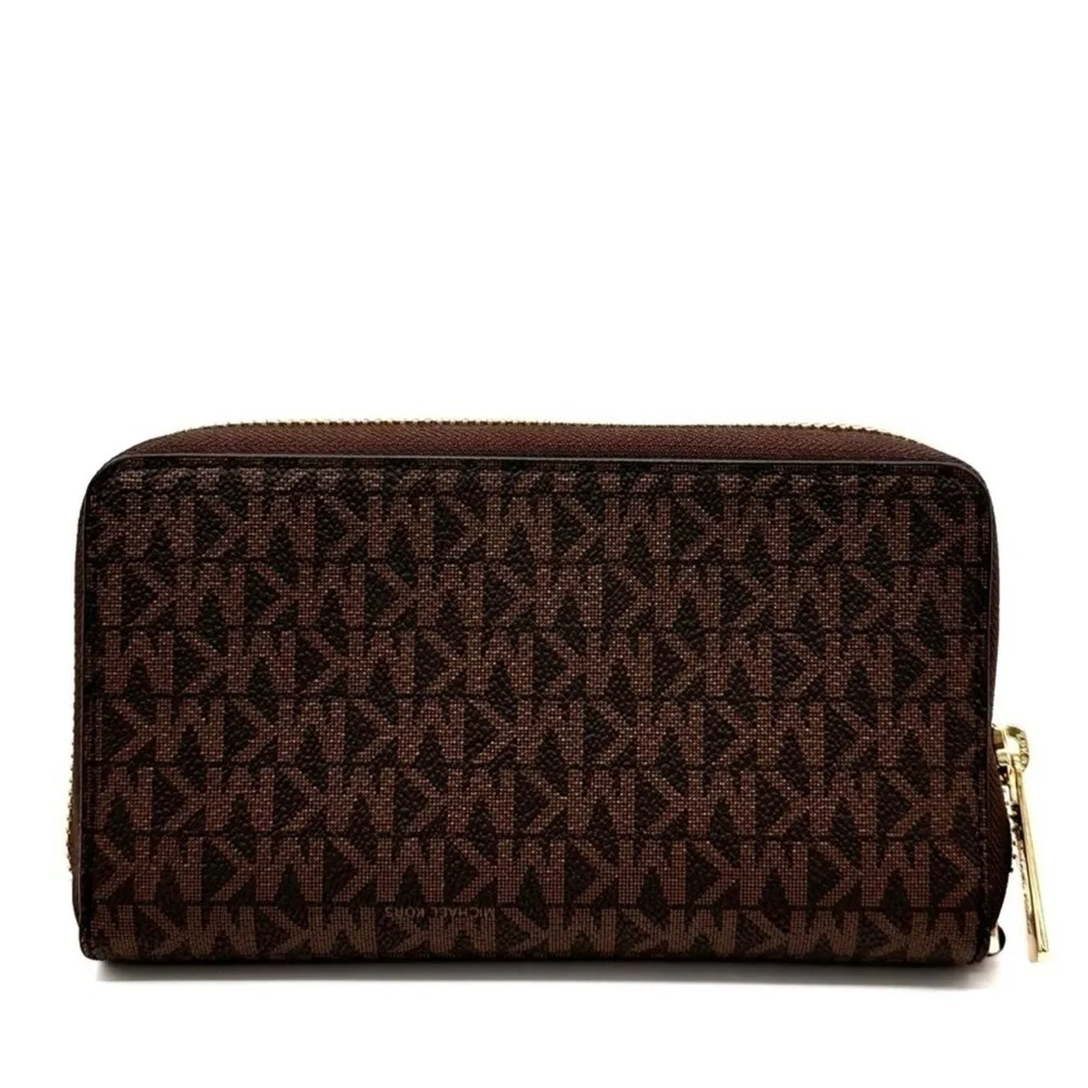 Michael Kors JST Flat MF Phone Case Wallet Brown Leather